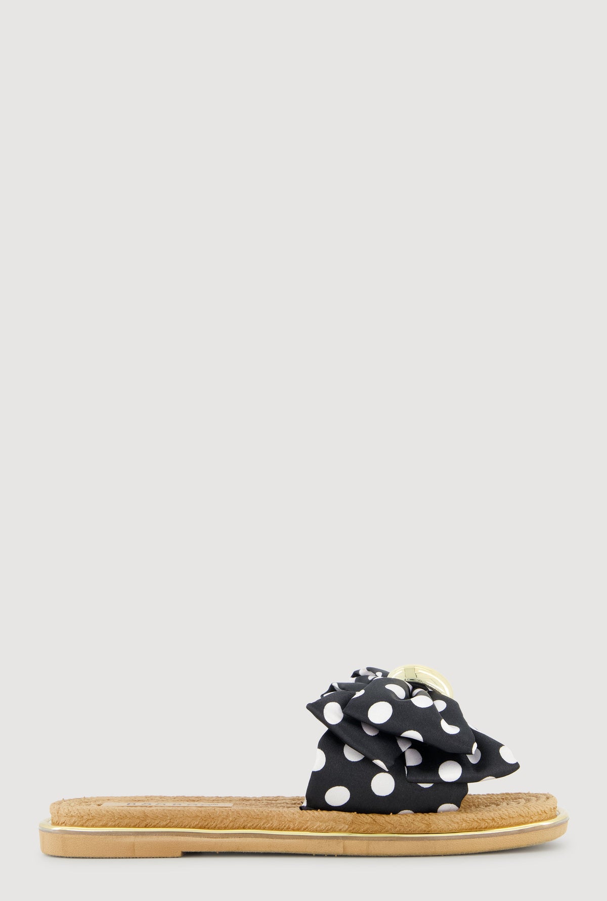 Metallic Trim Bow Detail Slide Sandals