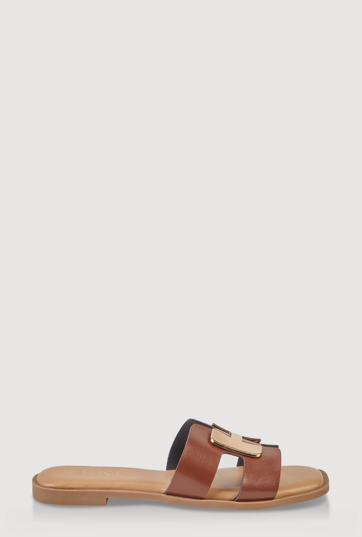 Metallic Pendant Cutout H Band Slide Sandals